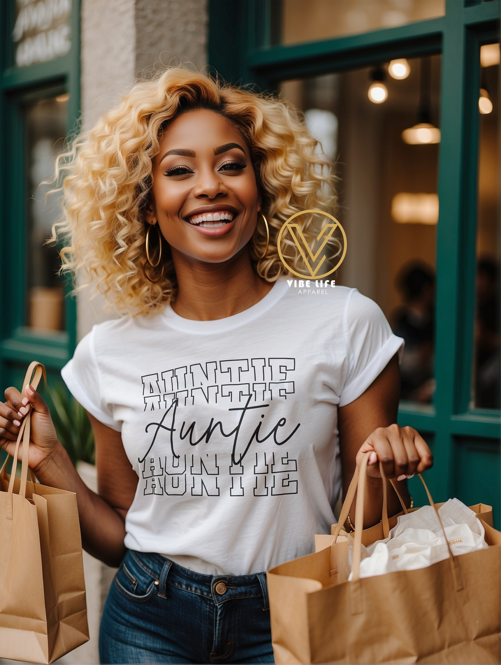 Auntie Stacked - Unisex Softstyle Crewneck Tee