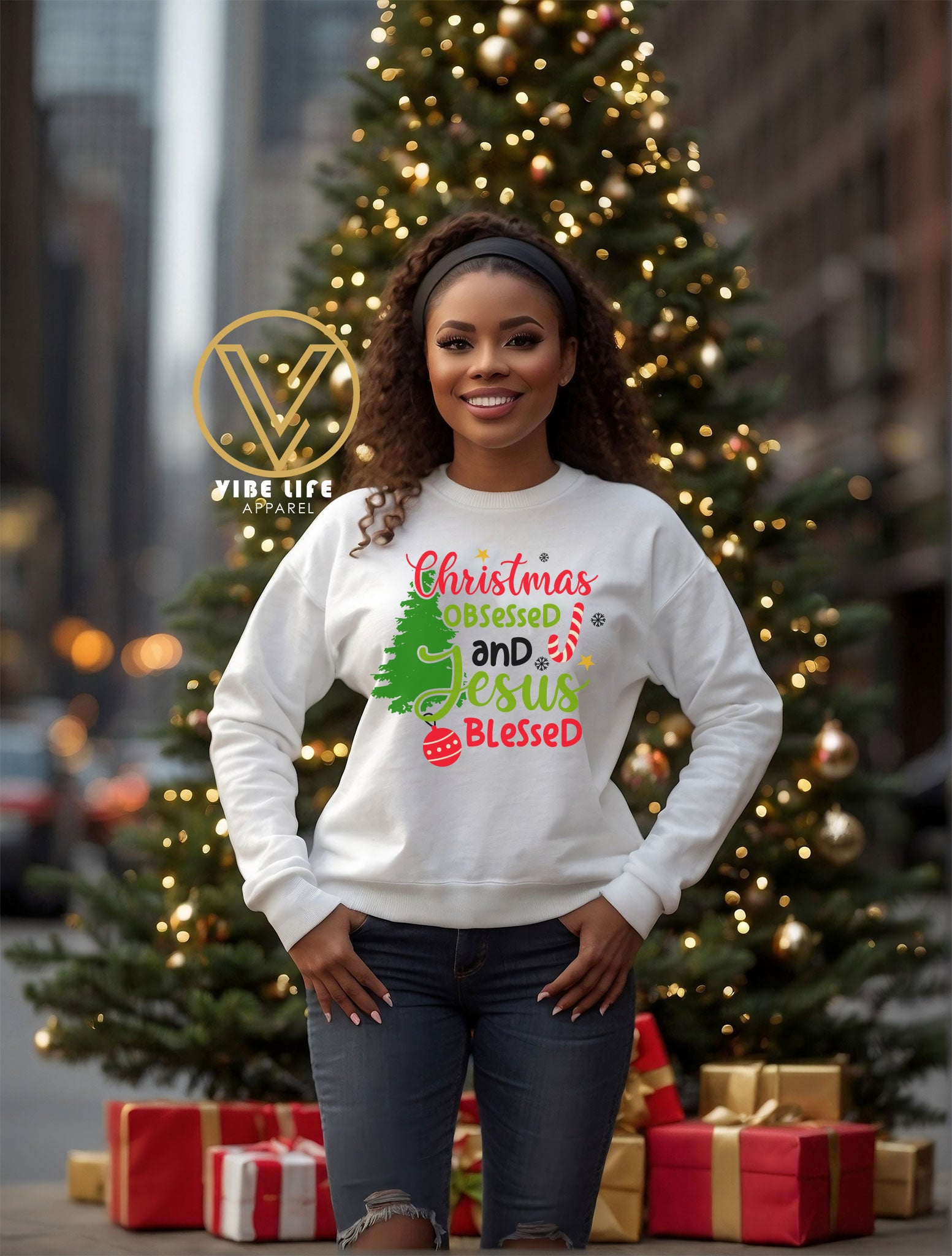 Christmas Obsessed and Jesus Blessed - Sweatshirt