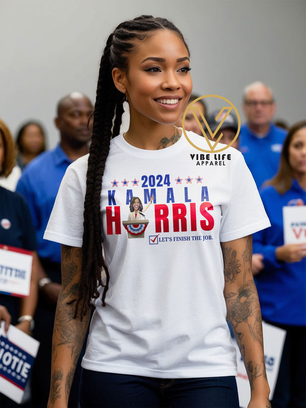 Kamala Harris - Let's Finish The Job - Adult Unisex Tee