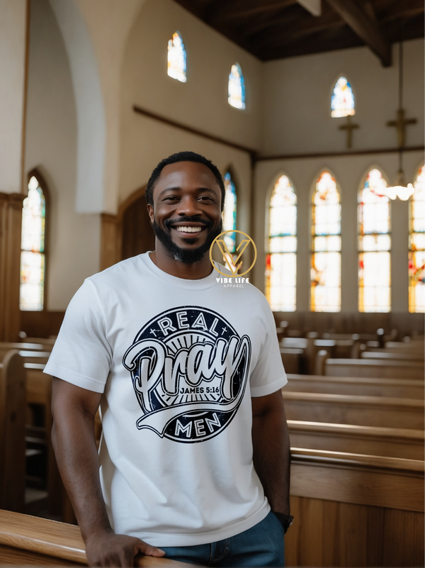 Real Men Pray - Unisex Softstyle Crewneck Tee