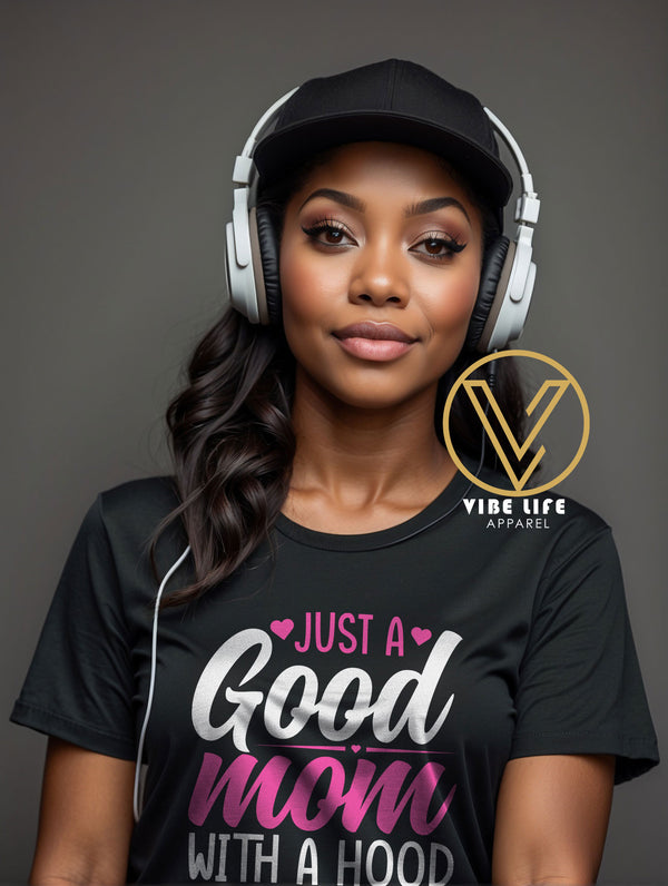 A GOOD Mom with a HOOD Playlist - Unisex Softstyle Crewneck Tee